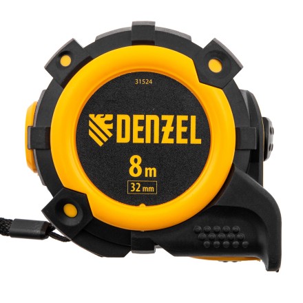 Рулетка Denzel 8м х 32мм, автоматич. фиксац., нейлон. покрытие, магнит. зацеп, двухстор. разметка, 31524 купить в Уфе