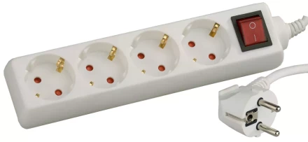 Удлинитель СВЕТОЗАР электрический с заземлением, выключателем, с защитными шторками, евро, 4 гнезда,2м SV-55045-2 купить в Уфе