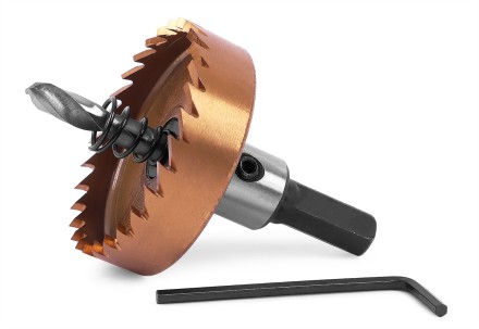 HSS-TiN коронка MESSER 45мм с центр. сверлом и толкающей пружиной для  лист. материала  до 2 мм ц/х купить в Уфе