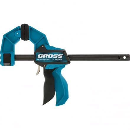 Струбцина реечная быстрозажимная пистолетного типа пошаговый механизм пластиковый корпус 600мм Gross 20706 купить в Уфе