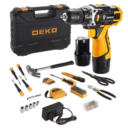Дрель аккумуляторная DKCD12FU-Li DEKO + набор 104 инструмента для дома, 063-4117 купить в Уфе