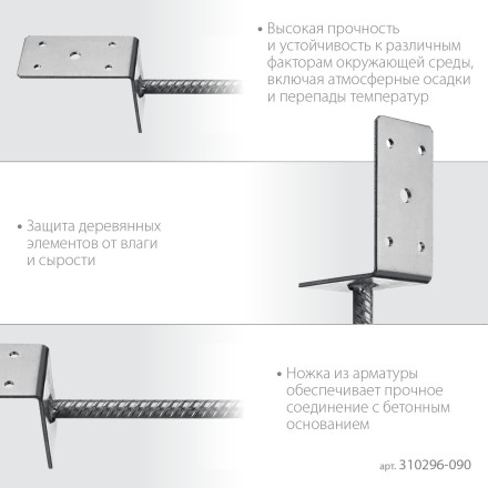 ЗУБР ОС-L, 91 x 120 x 60 мм, L-образное основание столба (310296-090) купить в Уфе