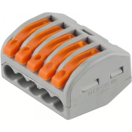 Клемма СВЕТОЗАР соединительная, разъемная, 5-и проводная, 400В, 32А, 0,5-2,5мм2/0,5-4мм2, 2шт 49190-5 купить в Уфе