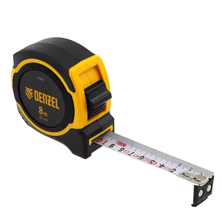 Рулетка Denzel 8м х 25мм, двухкомп. корпус, магнитный обрезиненный зацеп, 31533 купить в Уфе