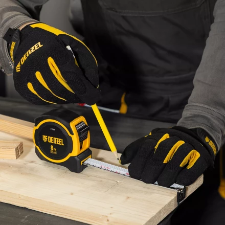 Рулетка Denzel 8м х 25мм, двухкомп. корпус, магнитный обрезиненный зацеп, 31533 купить в Уфе