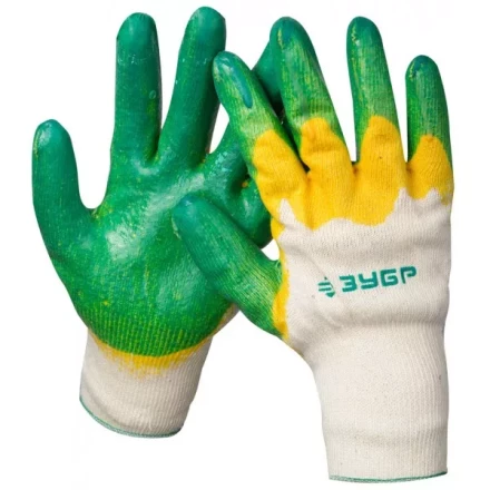 Перчатки ЗУБР &quot;МAСTEP&quot; трикотажные, х/б, двойная обливная ладонь из латекса, S-M 11459-S купить в Уфе