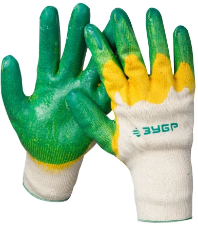 Перчатки ЗУБР &quot;МAСTEP&quot; трикотажные, х/б, двойная обливная ладонь из латекса, S-M 11459-S купить в Уфе