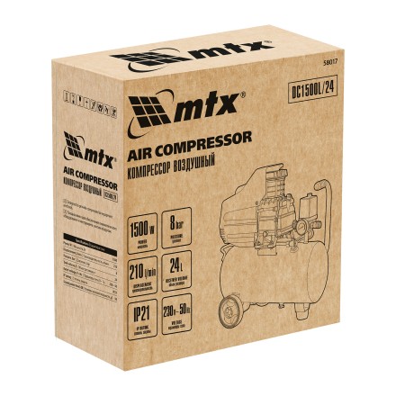 Компрессор воздушный MTX DC1500L/24, 1,5 кВт, 24 л, 210 л/мин 58017 купить в Уфе
