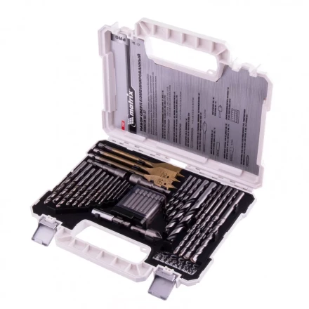 Набор сверл комбинированный по металлу 1-6,5 мм бетону 4-8 мм дереву 4-10 мм перки биты 20 шт адаптер головки 2 шт зенковка 50 предметов Pro Matrix 725650 купить в Уфе