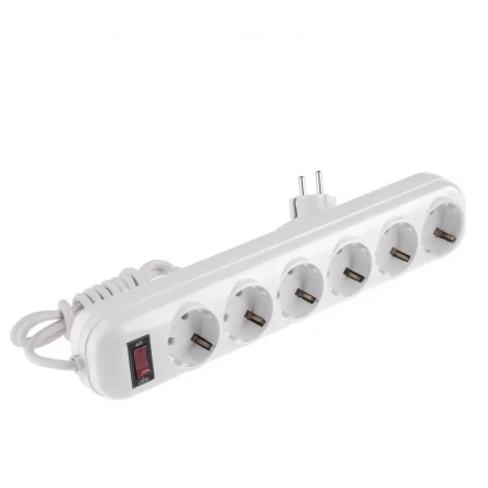 Удлинитель бытовой с заземлением и выключателем 2 м 6 розеток 10 A серия УХз10 Denzel 95980 купить в Уфе