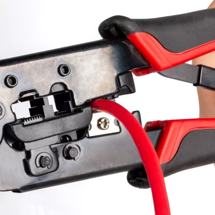 Кримпер многофункциональный КВТ JT-02 с 2 встроенными модулями для обжима RJ-45, RJ-12, RJ-11 (84626) купить в Уфе