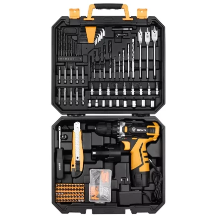 Дрель аккумуляторная DEKO DKCD12FU-Li, 063-4139 + набор 193 аксессуара купить в Уфе