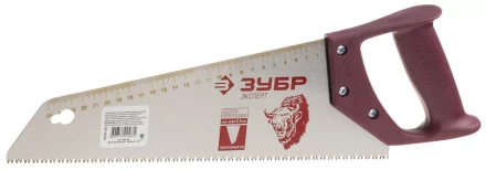 Ножовка ЗУБР &quot;ЭКСПЕРТ&quot; по дереву, трехгранный закаленный зуб, пластмассовая ручка, шаг зуба 3,5мм, 450мм 15141-45 купить в Уфе