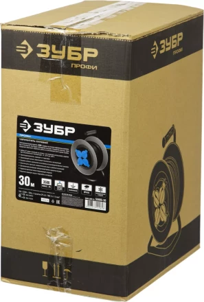 Удлинитель ЗУБР "ПРОФИ" на металл катушке, КГ 3х1,5кв мм, морозостойкий, 4 гнезда, IP44, макс мощность 3500Вт, 30м 55085-30 купить в Уфе