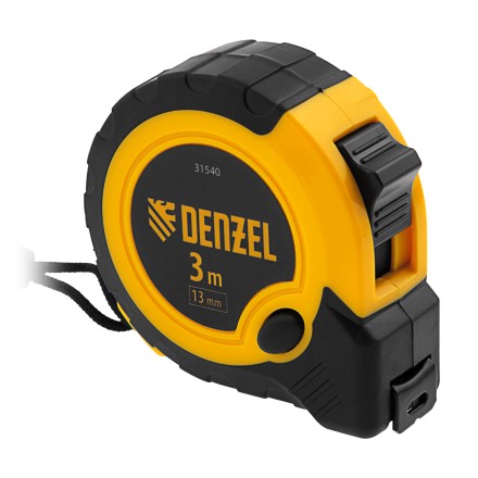 Рулетка Denzel 3м х 13мм, двухкомп. корпус, кнопка-пауза, 31540 купить в Уфе