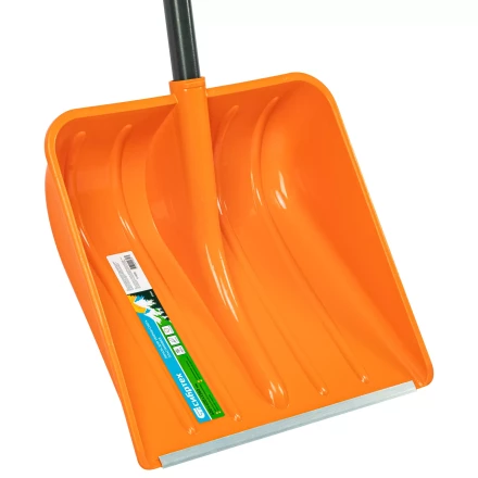 Лопата для уборки снега пластиковая Сибртех, 400х405х1380 мм, стальной черенок, усиленная 61666 купить в Уфе