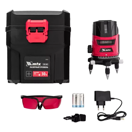 Лазерный уровень MTX CRL-30R, 30 м, красный луч, батарейки, резьба 5/8&quot; 35034 купить в Уфе