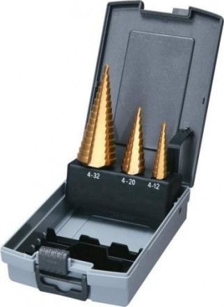 Набор ступенчатых сверл HSS-TiN c прямым желобком 3 шт., 1/4&quot; (4-12, 4-20, 4-32), Makita D-46573 купить в Уфе