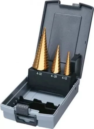 Набор ступенчатых сверл HSS-TiN c прямым желобком 3 шт., 1/4" (4-12, 4-20, 4-32), Makita D-46573 купить в Уфе