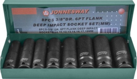 Набор головок торцевых ударных глубоких 3/8&quot;DR 10-19мм 8предметов  Jonnesway S03AD3108S 48506 купить в Уфе