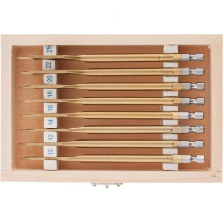 Набор сверл перовых по дереву 10-12-14-16-18-20-22-25 мм 8 шт деревянный кейс Matrix 70441 купить в Уфе