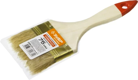 Кисть плоская ЗУБР &quot;УНИВЕРСАЛ-ОПТИМА&quot;, светлая щетина, деревянная ручка, 75мм 01099-075_z01 купить в Уфе