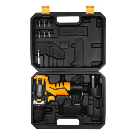 Дрель аккумуляторная DEKO DKCD12FU-Li SET3, 063-4173, в кейсе + оснастка 13 шт купить в Уфе