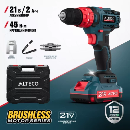 Бесщеточная аккумуляторная ударная дрель-шуруповерт ALTECO CID 21-45 BL 71409 купить в Уфе