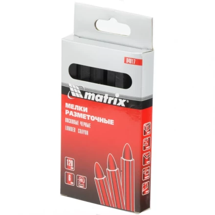Мелки разметочные восковые черные 120мм коробка 6штук MATRIX 84817 купить в Уфе