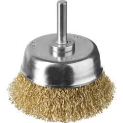 ЗУБР "ПРОФЕССИОНАЛ". Щетка чашечная для дрели, витая латунированная стальная проволока 0,3мм, 63мм 3525-063_z02
