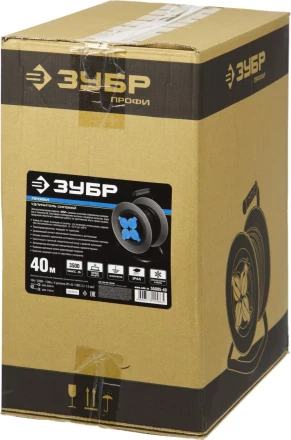 Удлинитель ЗУБР "ПРОФИ" на металл катушке, КГ 3х1,5кв мм, морозостойкий, 4 гнезда, IP44, макс мощность 3500Вт, 40м 55085-40 купить в Уфе
