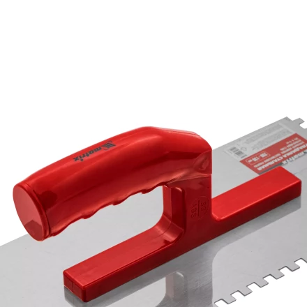 Гладилка из нержавеющей стали, 280 х 130 мм, зеркальная полировка, пластмассовая ручка, зуб 6 х 6 мм Matrix 86781 купить в Уфе