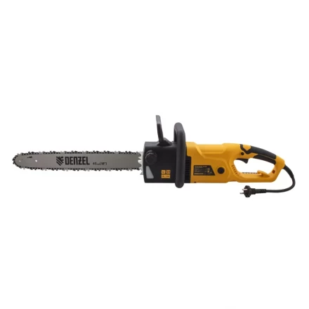 Пила цепная электрическая Denzel EDS-2200 2.2 кВт продольная шина 45 см шаг 3/8 паз 1.3 мм 62 звена 95619 купить в Уфе
