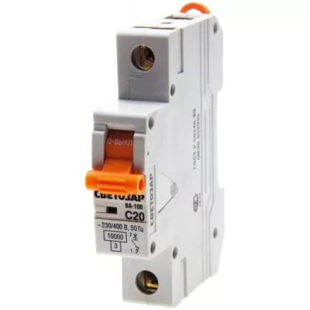 Выключатель автоматический СВЕТОЗАР 1-полюсный, 25 A, &quot;C&quot;, откл. сп. 10 кА, 230 / 400 В SV-49071-25-C купить в Уфе