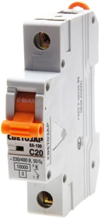 Выключатель автоматический СВЕТОЗАР 1-полюсный, 25 A, &quot;C&quot;, откл. сп. 10 кА, 230 / 400 В SV-49071-25-C купить в Уфе