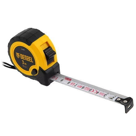 Рулетка Denzel 3м х 16мм, двухкомп. корпус, кнопка-пауза, 31541 купить в Уфе