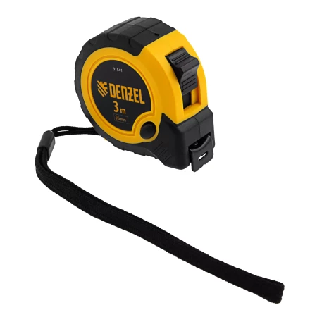 Рулетка Denzel 3м х 16мм, двухкомп. корпус, кнопка-пауза, 31541 купить в Уфе