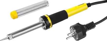 Паяльник с двухкомпонентной рукояткой и долговечным жалом, STAYER "PROFI" PROTerm, 55300-30, в комплекте (припой и подставка), 30 Вт, конус 55300-30 купить в Уфе