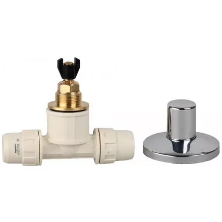 Кран ЗУБР &quot;ШиреФит&quot; запорный в сборе &quot;штуцер с гайкой - кран запорный - штуцер с гайкой&quot;, 20мм 51570-20 купить в Уфе