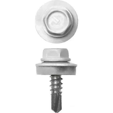 Саморезы СКМ кровельные, RAL 9003 белый, 19 x 5.5 мм, 2 500 шт, для металлических конструкций, ЗУБР 4-300310-55-019-9003 купить в Уфе