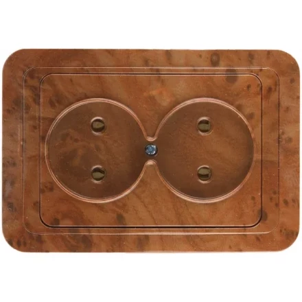 Розетка СВЕТОЗАР &quot;ГАММА&quot; без заземления, двойная, цвет орех, 16А/~250В SV-54102-N купить в Уфе