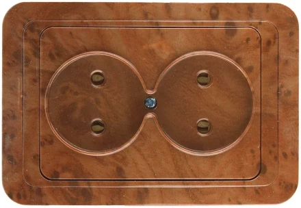 Розетка СВЕТОЗАР &quot;ГАММА&quot; без заземления, двойная, цвет орех, 16А/~250В SV-54102-N купить в Уфе