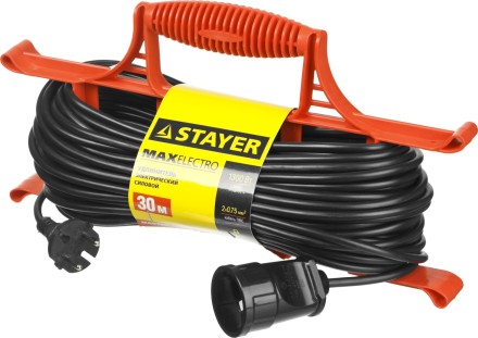 Удлинитель электрический &quot;MAXElectro&quot; на рамке, 30 м, 1 гнездо, STAYER 55018-30 купить в Уфе