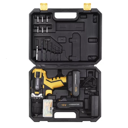 Дрель аккумуляторная DEKO DKCD16FU-Li + набор 63 инструментов в кейсе, 063-4099 купить в Уфе