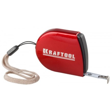 Рулетка KRAFTOOL, компактная, автостоп, цельнометрический корпус, с ремешком, 2мх8мм 34149-02 купить в Уфе