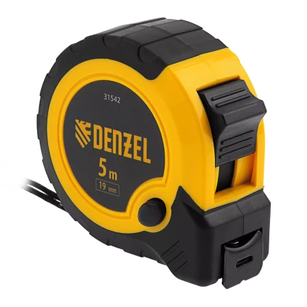 Рулетка Denzel 5м х 19мм, двухкомп. корпус, кнопка-пауза, 31542 купить в Уфе