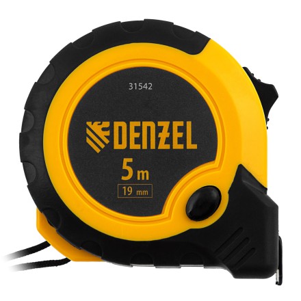 Рулетка Denzel 5м х 19мм, двухкомп. корпус, кнопка-пауза, 31542 купить в Уфе