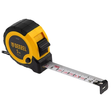 Рулетка Denzel 5м х 19мм, двухкомп. корпус, кнопка-пауза, 31542 купить в Уфе