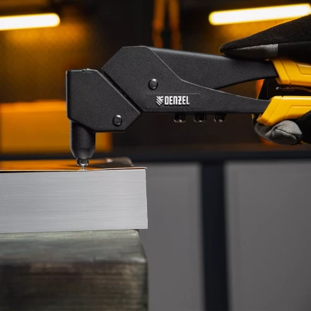 Заклепочник ручной Denzel, 285 мм, поворотный, 0-360, заклепки 2,4-3,2-4,0-4,8 мм, купить в Уфе