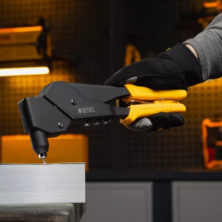 Заклепочник ручной Denzel, 285 мм, поворотный, 0-360, заклепки 2,4-3,2-4,0-4,8 мм, купить в Уфе